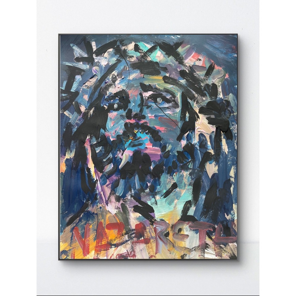 OMAN Original Art Nazareth Jesus Christ Portrait 11x14 Expressionist Painting